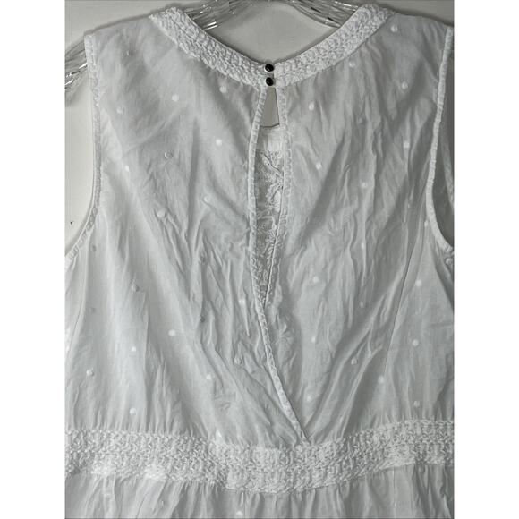 Roller Rabbit Embroidered Top Womens Large White Gauzy Ruffle Coastal Slit Back - Picture 5 of 11